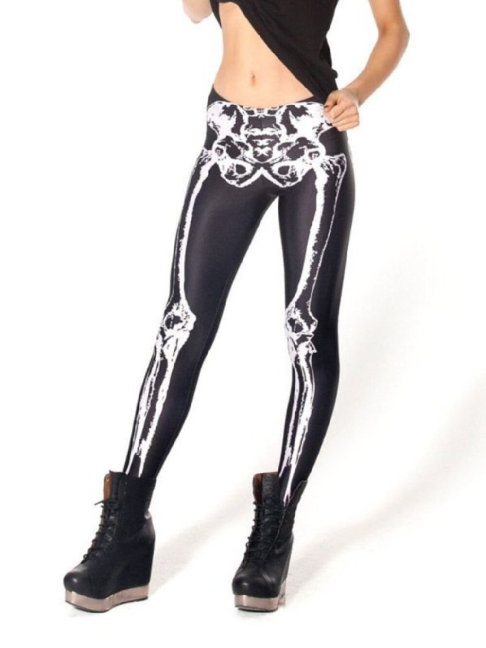 BlackMilk Leg Bones Skeleton Leggings Black White M